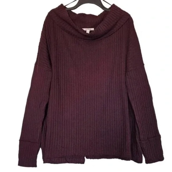 Free People Deep Burgundy Cowl Neck Sweater - Picture 4 of 5